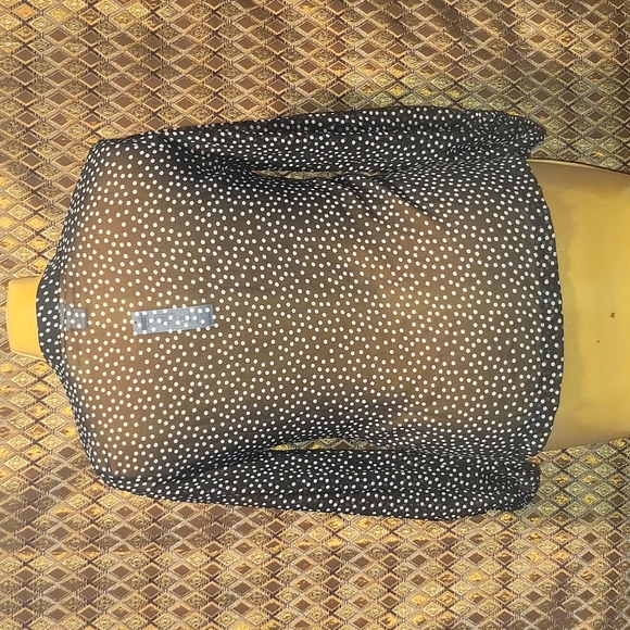 Chico's: Black with White Polka-dots Sheer  Blouse - Picture 3 of 8